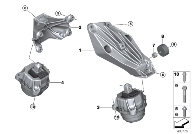 2020 BMW M340i xDrive ENGINE SUPPORTING BRACKET, R Diagram for 22119470132