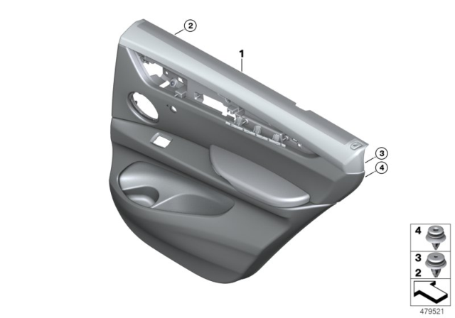 2017 BMW X5 DOOR TRIM PANEL, REAR, RIGHT Diagram for 51427370068