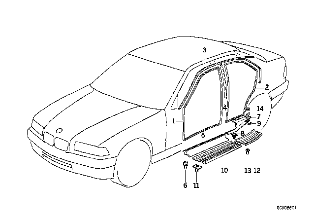 1998 BMW M3 Sill Strip, Rear Right Diagram for 51472264056