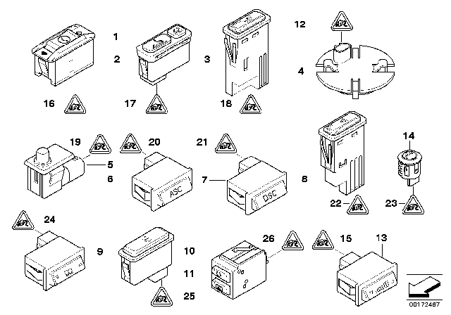 2002 BMW 320i Various Switches Diagram 1