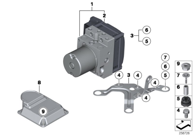 2016 BMW M6 Hydro Unit DSC / Control Unit / Fastening Diagram