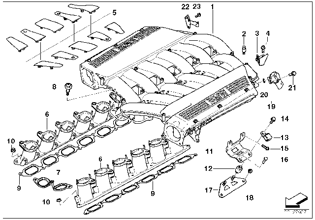 2007 BMW 760Li Profile-Gasket Diagram for 11611440321