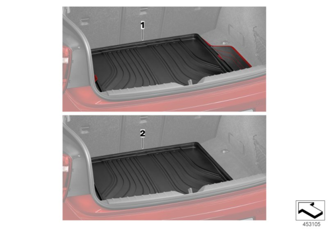 2018 BMW 330i xDrive Fitted Luggage Compartment Mat Diagram