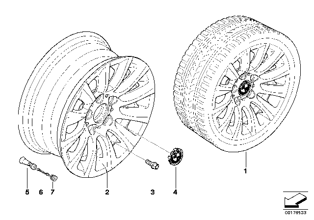 2007 BMW 328i BMW LA Wheel, Multi-Spoke Diagram 1