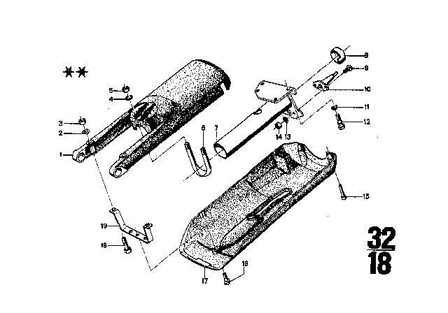 1973 BMW 3.0CS Steering Column - Trim Panel / Attaching Parts Diagram 2