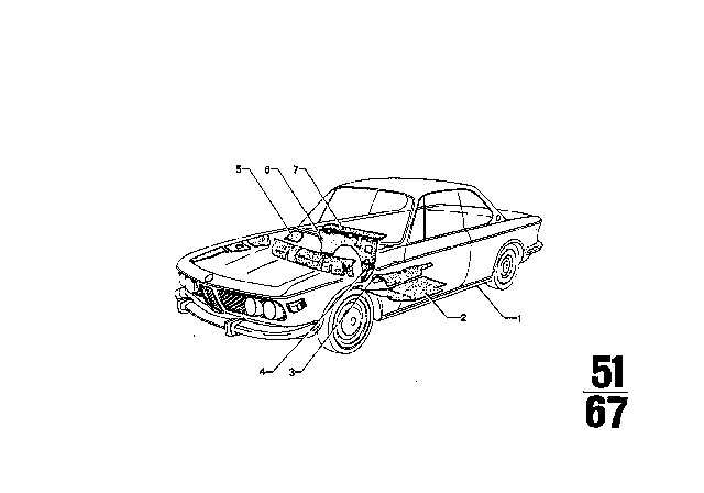 1973 BMW 3.0CS Sound Insulation Diagram 1