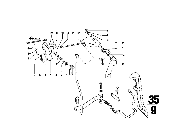 1973 BMW 2002tii Accelerator Pedal / Rod Assy Diagram 1