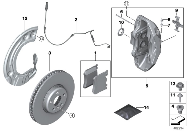 2020 BMW Z4 Brake Caliper Blue Left Diagram for 34116880303