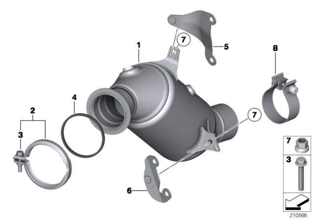 2014 BMW 535i xDrive Holder Catalytic Converter Near Engine Diagram for 18307594930