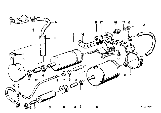 1980 BMW 733i Fuel Pump / Fuel Filter Diagram 2