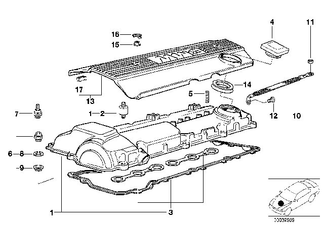 2000 BMW 528i Cylinder Head Cover Diagram 1