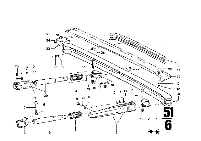 1974 BMW 3.0S Rear Bumper With Mounting Parts Diagram