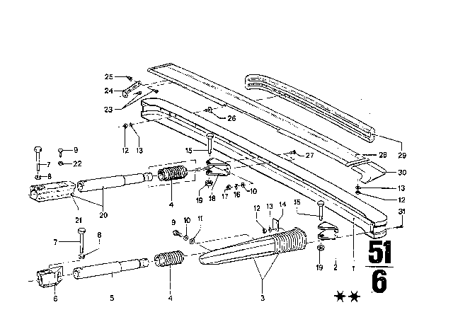 1976 BMW 3.0Si Rear Bumper With Mounting Parts Diagram