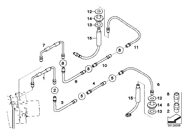 2005 BMW 645Ci Brake Pipe, Rear Diagram 1