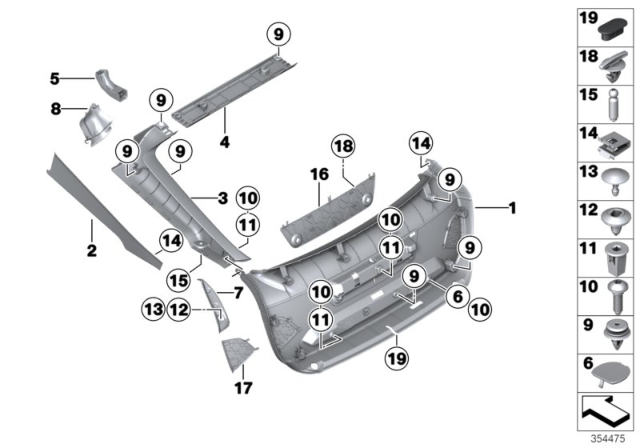 2014 BMW 335i GT xDrive Trim Panel, Rear Trunk / Trunk Lid Diagram 2