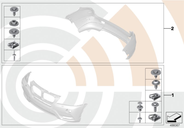 2016 BMW X4 Mounting Kit, Bumper Diagram