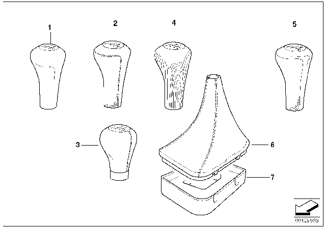 2005 BMW 325i Gear Shift Knobs / Shift Lever Coverings Diagram