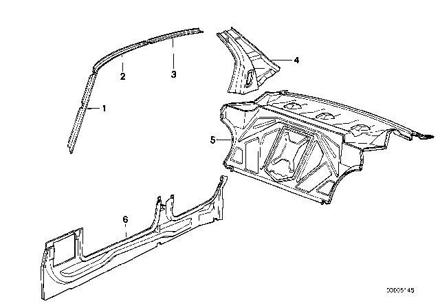 1989 BMW 525i Body-Side Frame / Partition Diagram