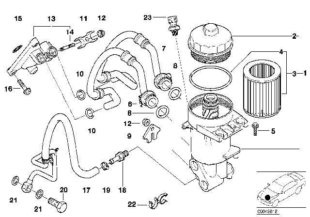 2002 BMW X5 Lubrication System - Oil Filter Diagram