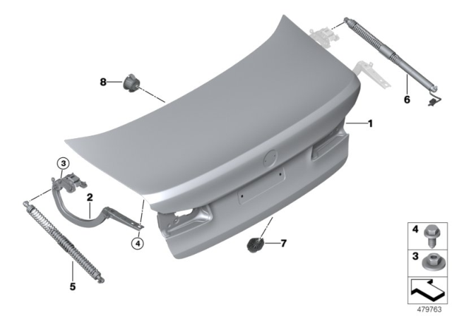 2019 BMW 530i xDrive Trunk Lid Diagram