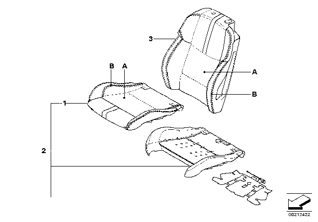2008 BMW M3 Individual Sports Seat Cover, Front Diagram