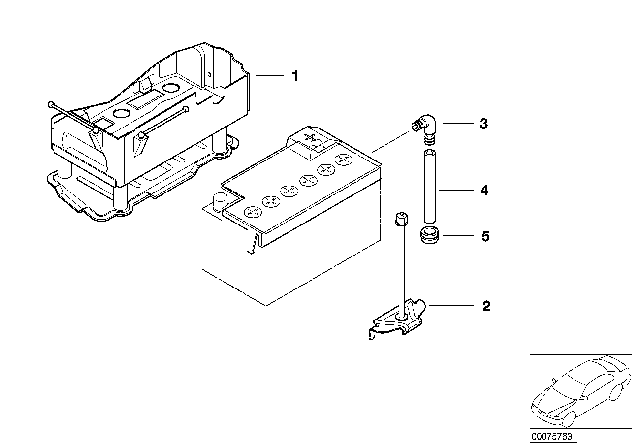 2001 BMW M3 Battery Holder And Mounting Parts Diagram