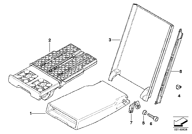 2007 BMW 328xi Rear Seat Centre Armrest Diagram