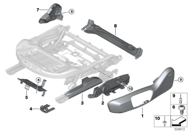 2020 BMW M235i xDrive Gran Coupe Covering Seat Rail Left Diagram for 52107351929