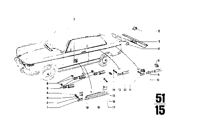 1970 BMW 2002 Mouldings Diagram 3