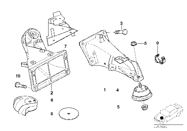 2001 BMW M3 Front Mount Diagram for 22112229898