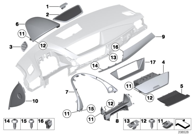 2015 BMW X1 Trim, Instrument Panel, Satinsilber Matt Diagram for 51452991701