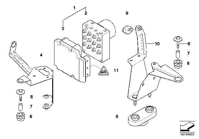 2000 BMW 328i Bracket Hydro Unit Diagram for 34516750966