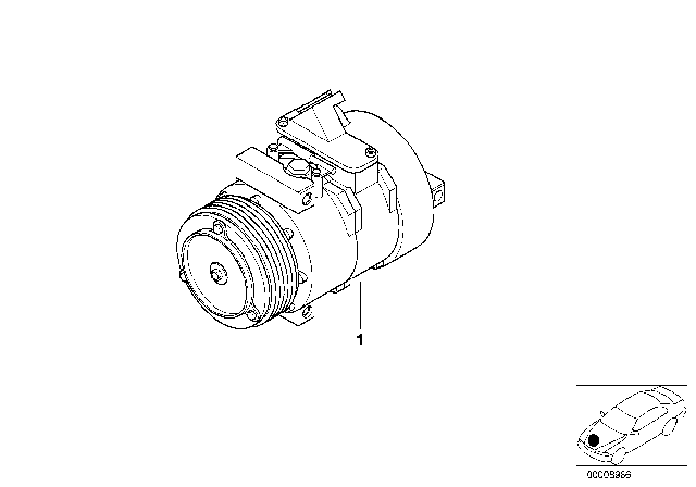 2001 BMW 540i Air Conditioning Compressor Diagram for 64528381233