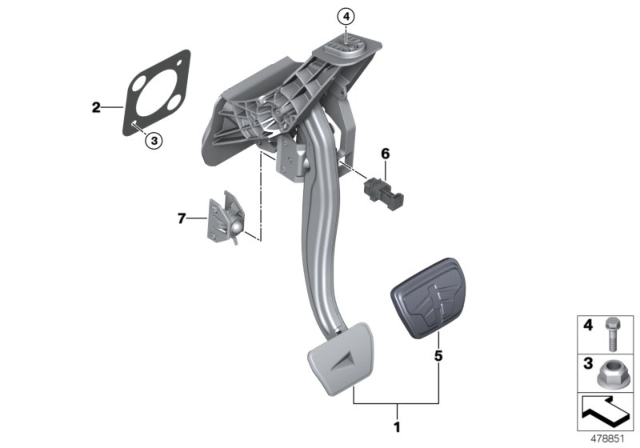 2020 BMW M8 Pedal Assembly, Automatic Transmission Diagram