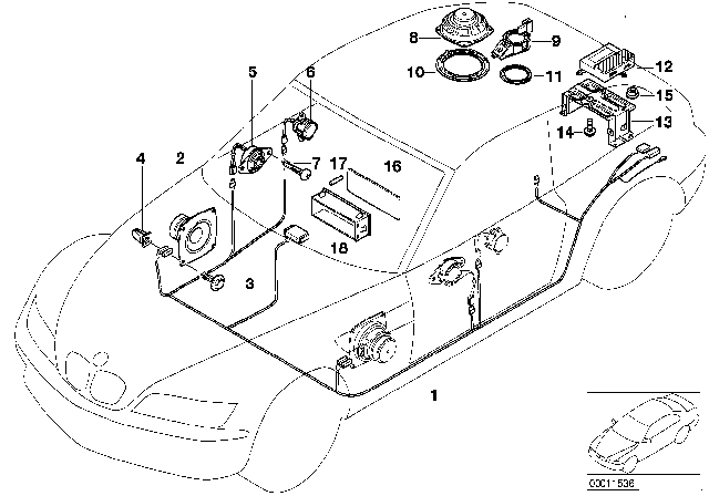 2000 BMW Z3 Single Components HIFI System Diagram