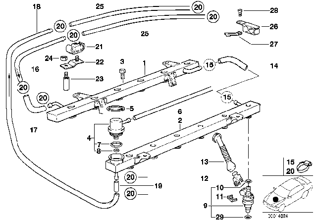 1995 BMW 850Ci Valves / Pipes Of Fuel Injection System Diagram