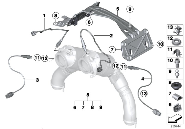 2012 BMW M6 Lambda Probe Fixings Diagram