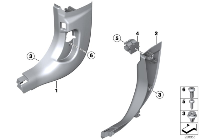 2013 BMW M6 Trim Panel Leg Room Diagram