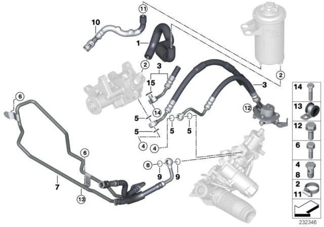2009 BMW X5 Hydro Steering - Oil Pipes Diagram 2