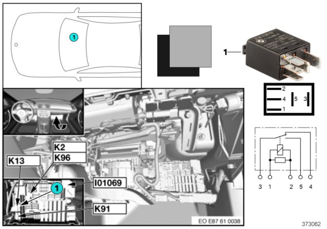 2008 BMW 328i Relay, Heated Rear Window Diagram