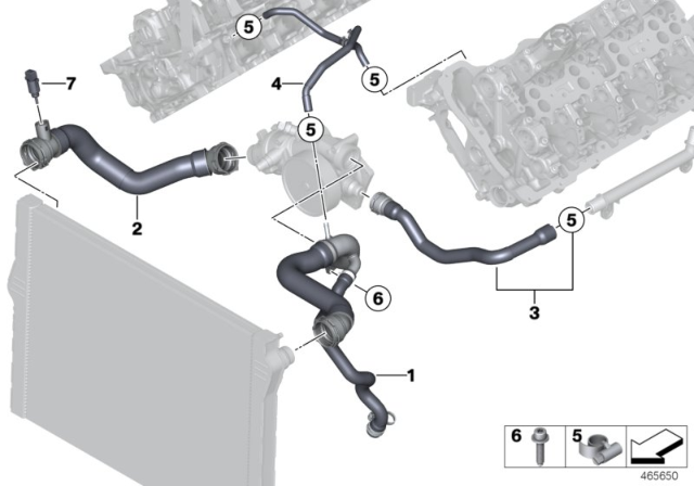 2018 BMW X5 M Coolant Pump-Radiator Line Diagram for 11537848380