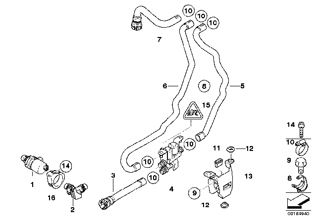 2014 BMW X6 Water Hoses / Water Valve Diagram 2