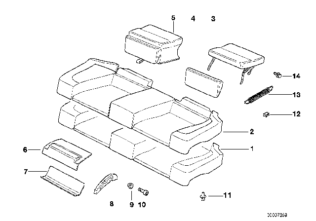 1999 BMW 318ti Seat, Rear, Cushion & Cover Diagram 1