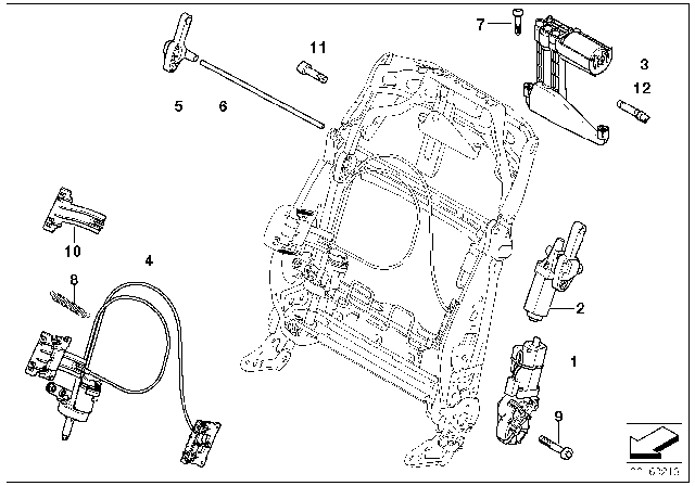 2012 BMW X6 Seat, Front, Electrical System & Drives, Backrest Diagram