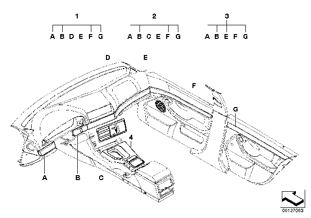 1997 BMW 540i Set Of Wooden Covers "Nussbaum" Diagram for 51417013734