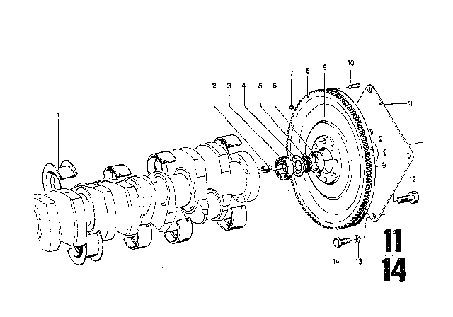 1973 BMW 3.0CS Crankshaft / Flywheel Diagram