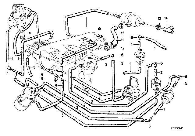 1983 BMW 733i Vacuum Control - AGR Diagram 4
