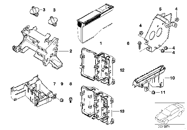 2000 BMW 528i Bracket For Body Control Units And Modules Diagram