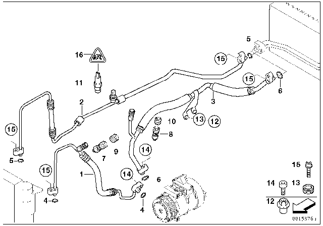 2007 BMW 750Li Pressure Hose, Compressor-Condenser Diagram for 64536942887