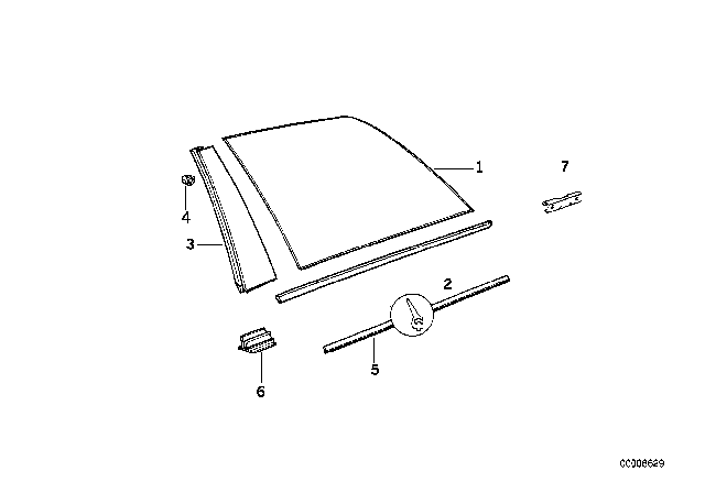 1995 BMW 525i Side Window, Fixed Diagram